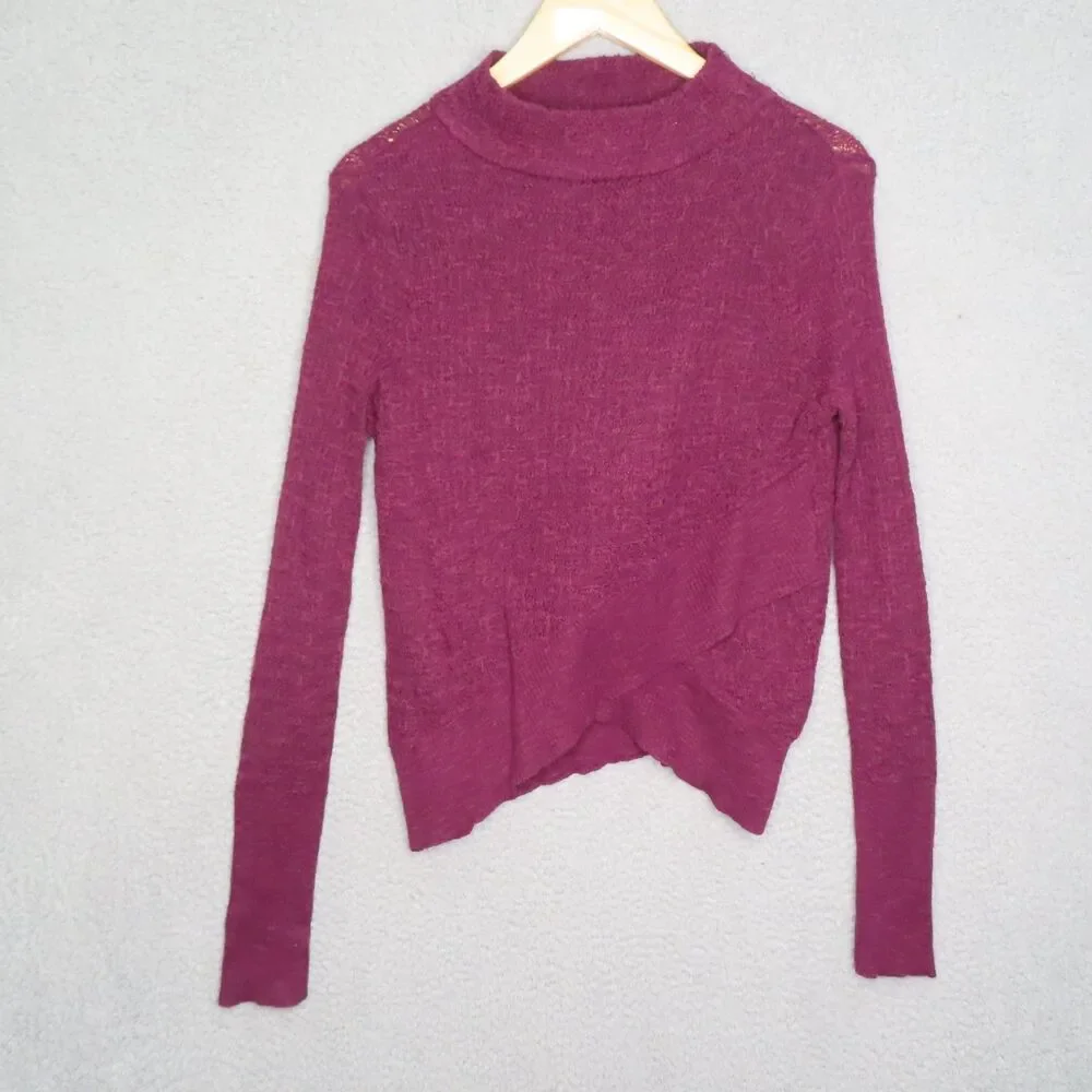 Free People Revolve Boho Wrap Sweater‎ Small Linen Blend Asymmetrical Hem Knit